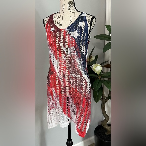 ❤️🤍💙 Patriotic Knit Tank Top Cover-Up❤️🤍💙 - Picture 2 of 12